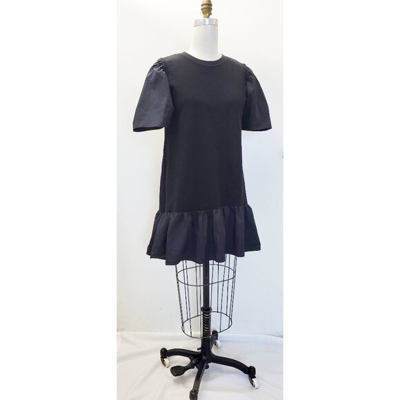 Double Standard Womens Black T-shrit Dress True North Hem Ruffle OS - Picture 6 of 9